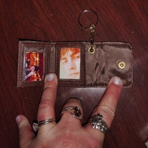Mini Brown Leather Keychain Photo Wallet